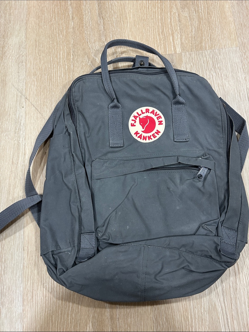 Fjallraven Kånken Black Backpack with Red Logo Patch